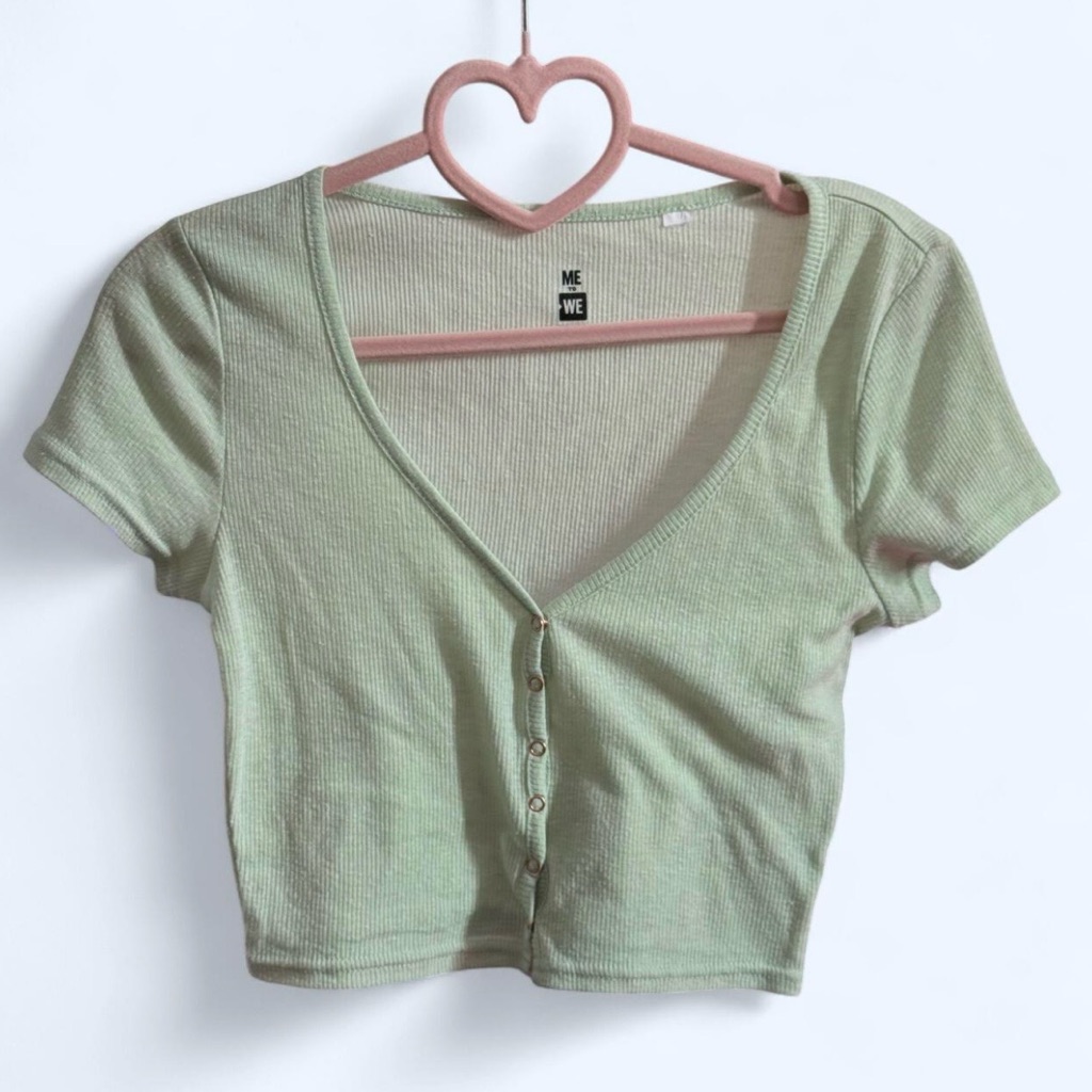 Pacsun Light Green Ribbed Crop Top